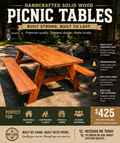 Campfire Classic™ Redwood Picnic Table Handcrafted Outdoor Gathering Table